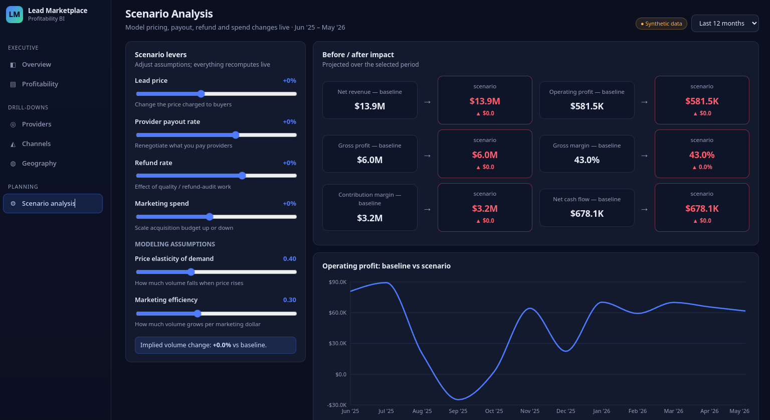 Lead Marketplace Profitability Dashboard